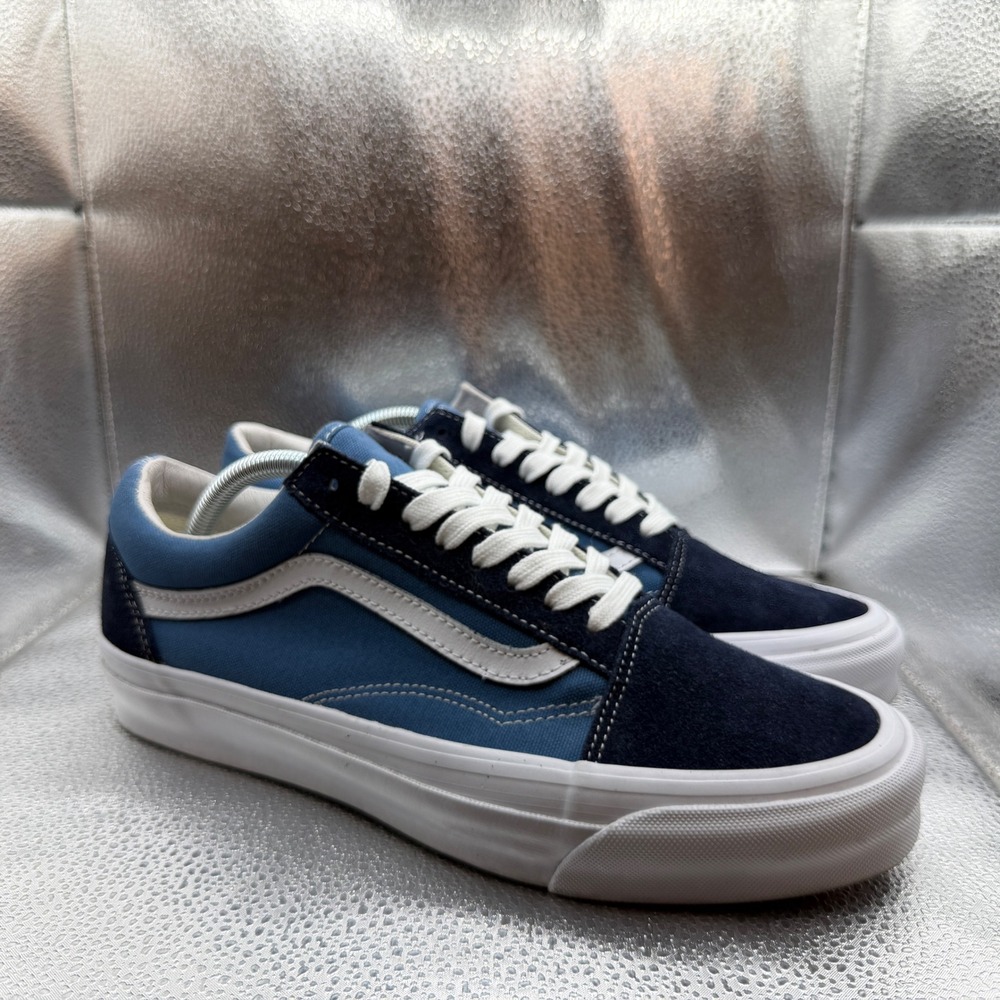 Size 10 Vans Old Skool Sneakers Mens Blue Excellent Suede Canvas Low Top Shoes